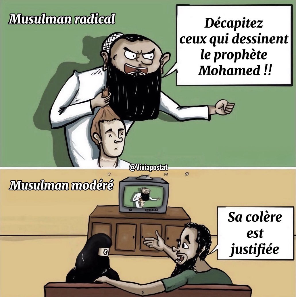 viviapostat's tweet image. La différence entre le musulman radical et le modéré. #SamuelPaty
