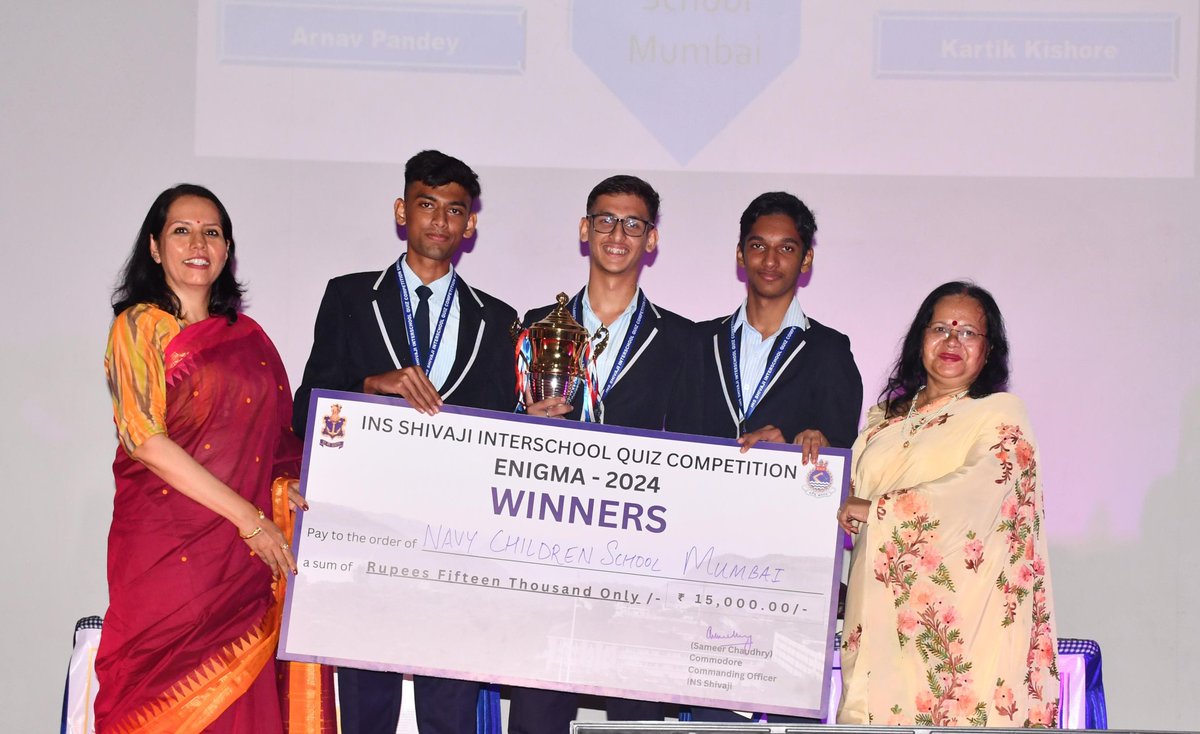 IN_INSShivaji's tweet photo. As part of #NavyWeek2024, INS Shivaji Inter School Quiz Competition ENIGMA-24 (4th edition) concluded on #06Dec 24 showcasing skill, intellect, knowledge and enthusiasm. @IN_NCSMumbai emerged victorious while Amrita Vidyalayam, New Delhi stood 2nd. https://t.co/gdDE3M7hYJ