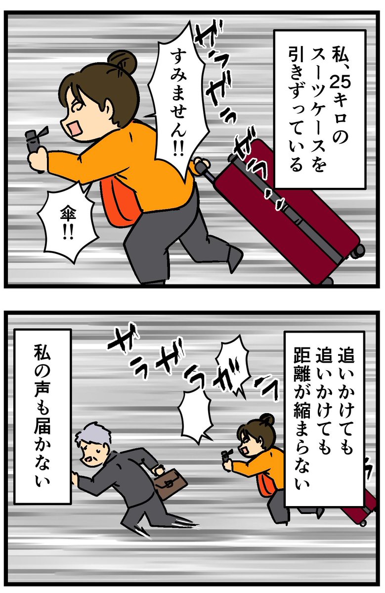 落とした傘を渡そうと追いかけたら……(1/1) 
