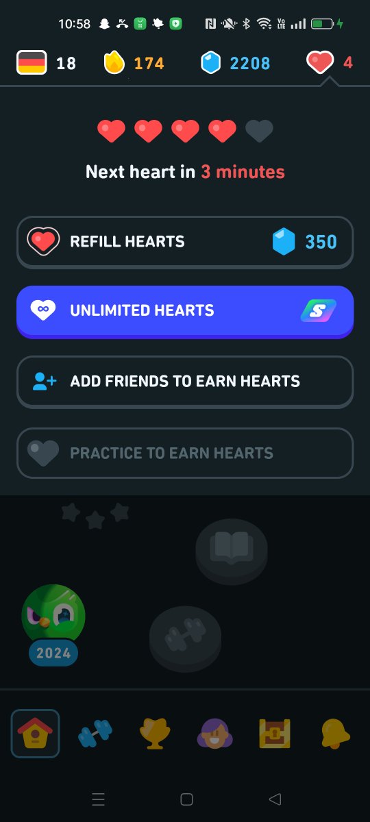 BisexualCheese's tweet photo. @duolingo ! I have contacted bug reports about this twice for no response, dont know if this is a new feature or a bug but it makes it impossible to use your app
It wont let me practise for hearts so after a lesson or 2 can't continue without failing! I want to learn but I cant😭 https://t.co/oRrrqQp2G5