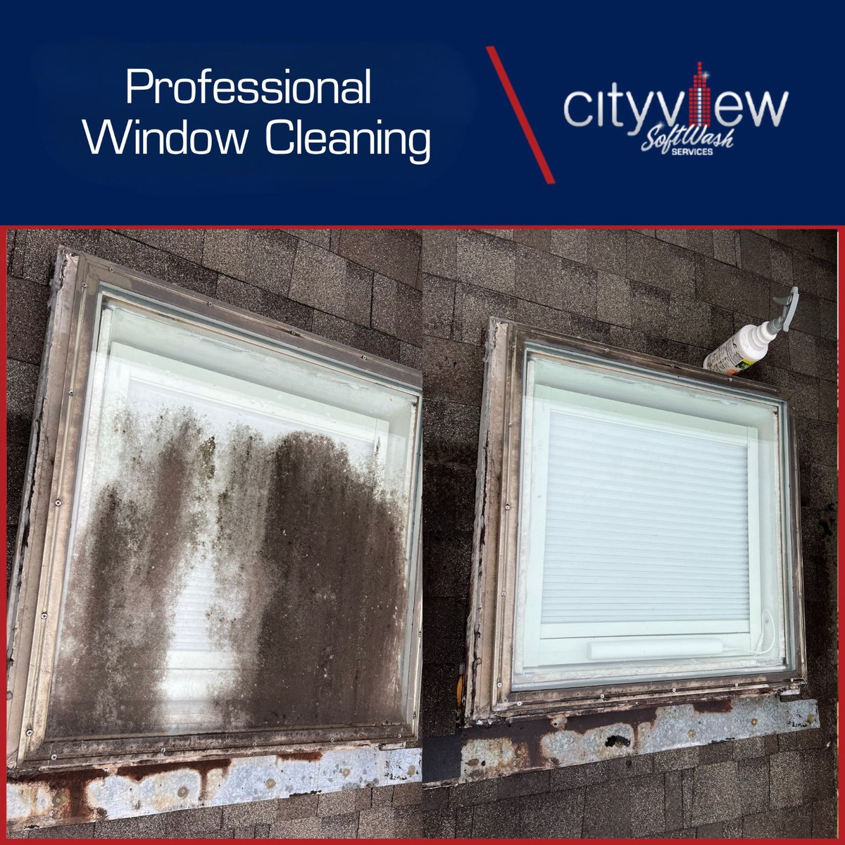 GoCityview's tweet image. See the Light! ✨

Before: Black grime blocking your view.
After: Crystal clear skylight, brightening your space.

Transform your home with our professional window cleaning service today! Call today to schedule the best cleaning ever! 479.242.8439