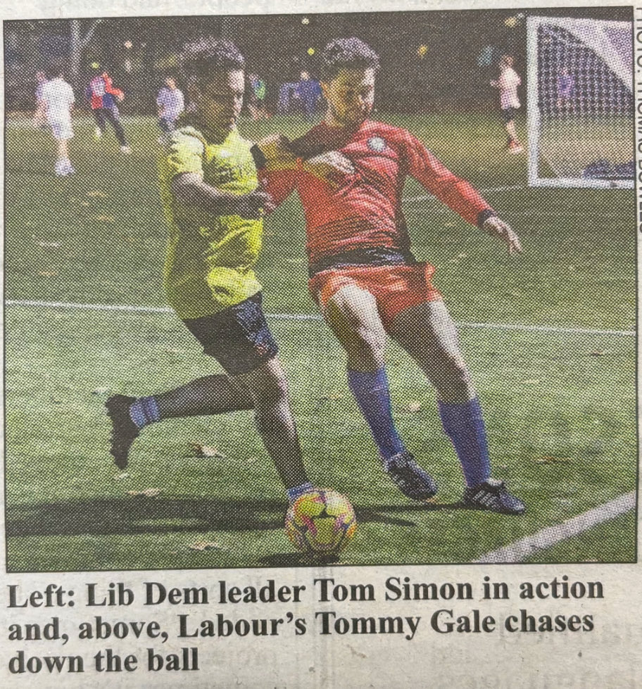 Lots of councillor-ing in the last week or so:

- residents surgery at Abbey Rd Community Centre 
- residents surgery at the hostel on Broadhurst Gardens
- football tournament against the Lib Dems and CNJ

Good week! 🌹