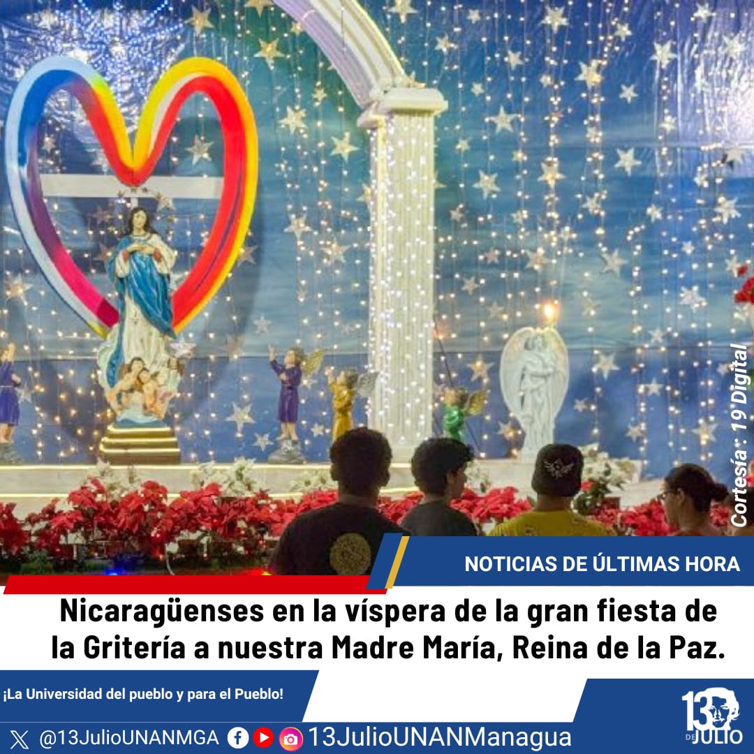 Listos los nicaragüenses para la celebración de la Purísima Concepción de María este 7 de diciembre 
#MaríaTantaAlegría
#SomosUNAN #SoyCSM
#ManaguaSandinista