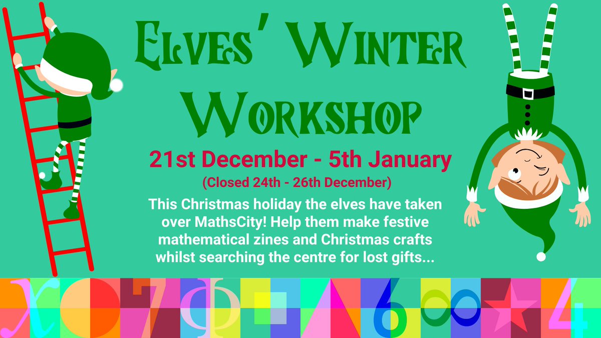 MathsCityLeeds's tweet image. Join us this #Christmaths holiday to lend a hand to the elves in their busiest period of the year!

Help construct festive mathematical zines and seasonal decorations whilst searching the centre for the elves&apos; lost gifts!

#MathsCity #Leeds #Yorkshire #ElvesWinterWorkShop #STEM
