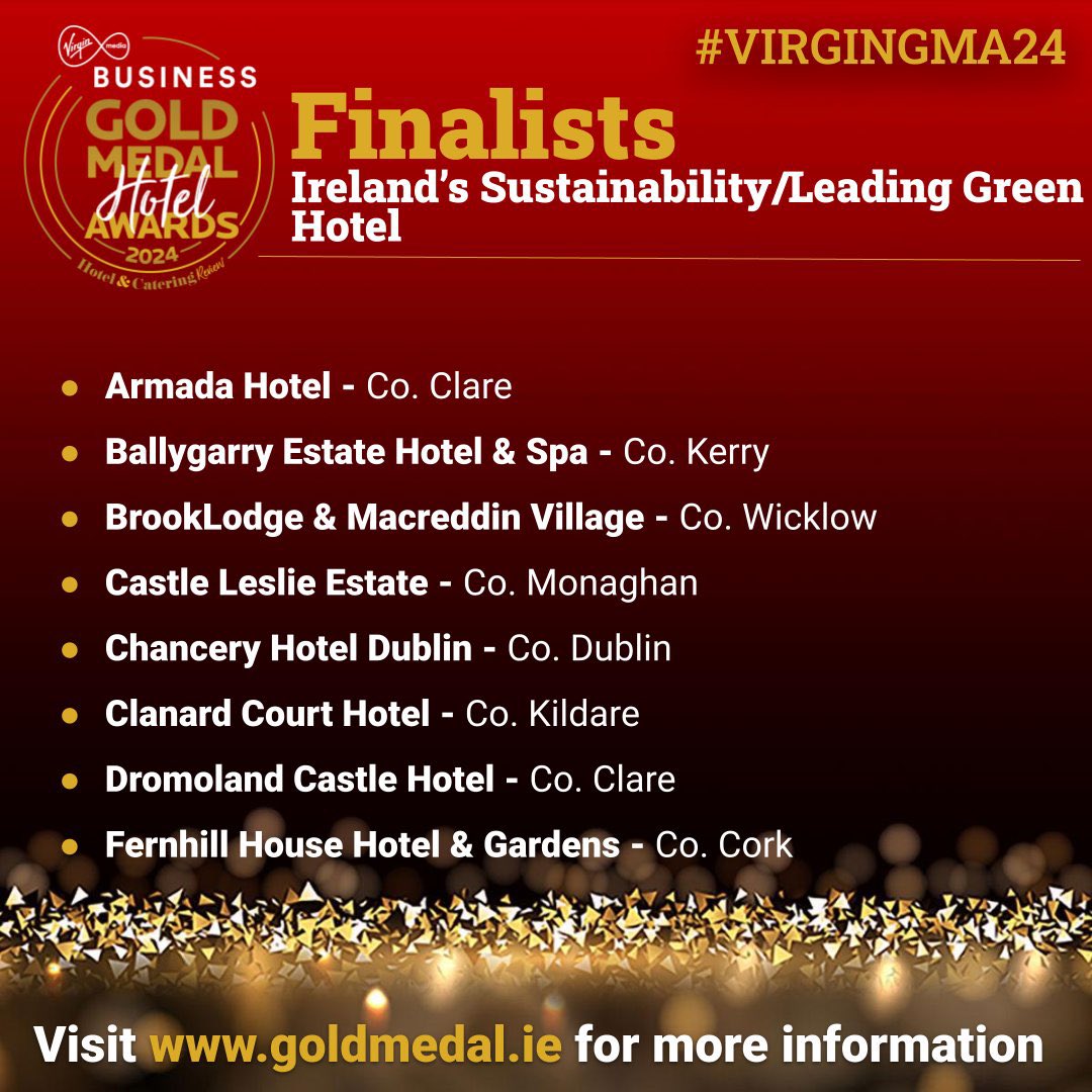 Macreddin's tweet photo. We are absolutely thrilled to be finalists in 3 categories at the upcoming @HC_Review awards. Well done to all our Crew 💚 #BrookLodge #MacreddinGreen #MacreddinVillage #VirginGMA24 https://t.co/TJXKQ85JOk