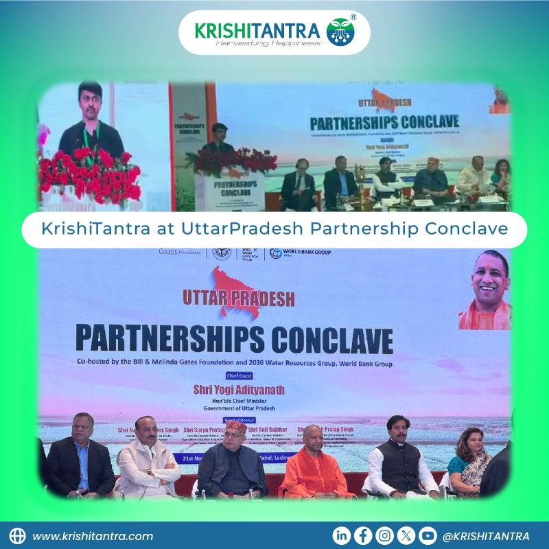 #KrishiTantra at UP Partnerships Conclave!

Our CEO Sandeep Kondajji presented innovative soil testing solutions in Lucknow, advancing sustainable farming. Hon'ble CM Yogi Adityanath ji graced the event.

🌐 Visit: krishitantra.com

#AgriTech #HarvestingHappiness