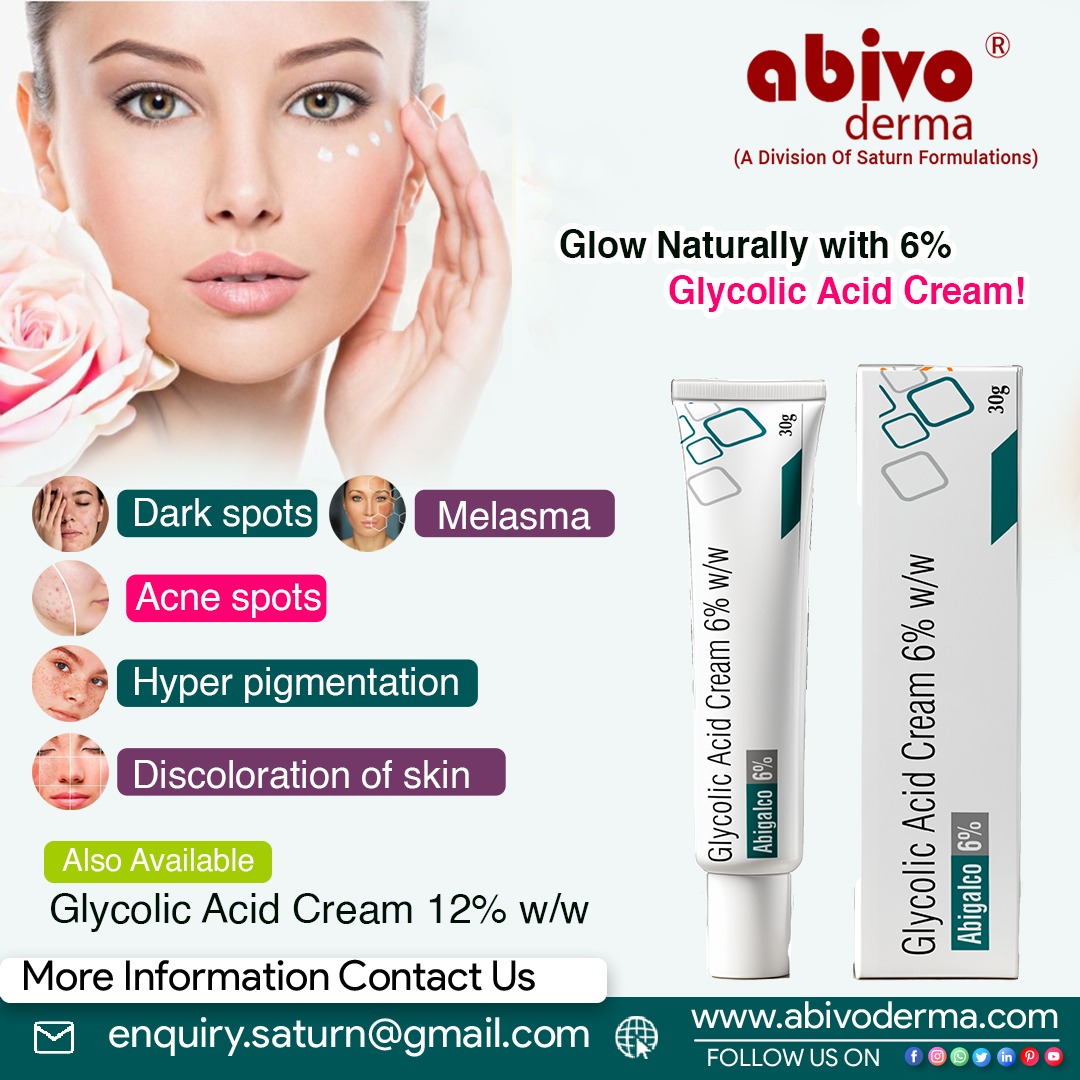SaturnFormulat5's tweet image. #GlycolicAcidCream6% from #Abivoderma a division of #SaturnFormulations! 
✔️Exfoliates #DeadSkinCells
✔️Fades #DarkSpots &amp;amp; Evens Skin Tone
✔️Reduces Fine lines &amp;amp; Hydrates
Available in #DermaPCDFranchise &amp;amp; #ThirdPartyManufacturing! 
🌐 saturnformulations.in/glycolic-acid-…
#pcdpharmafranchise
