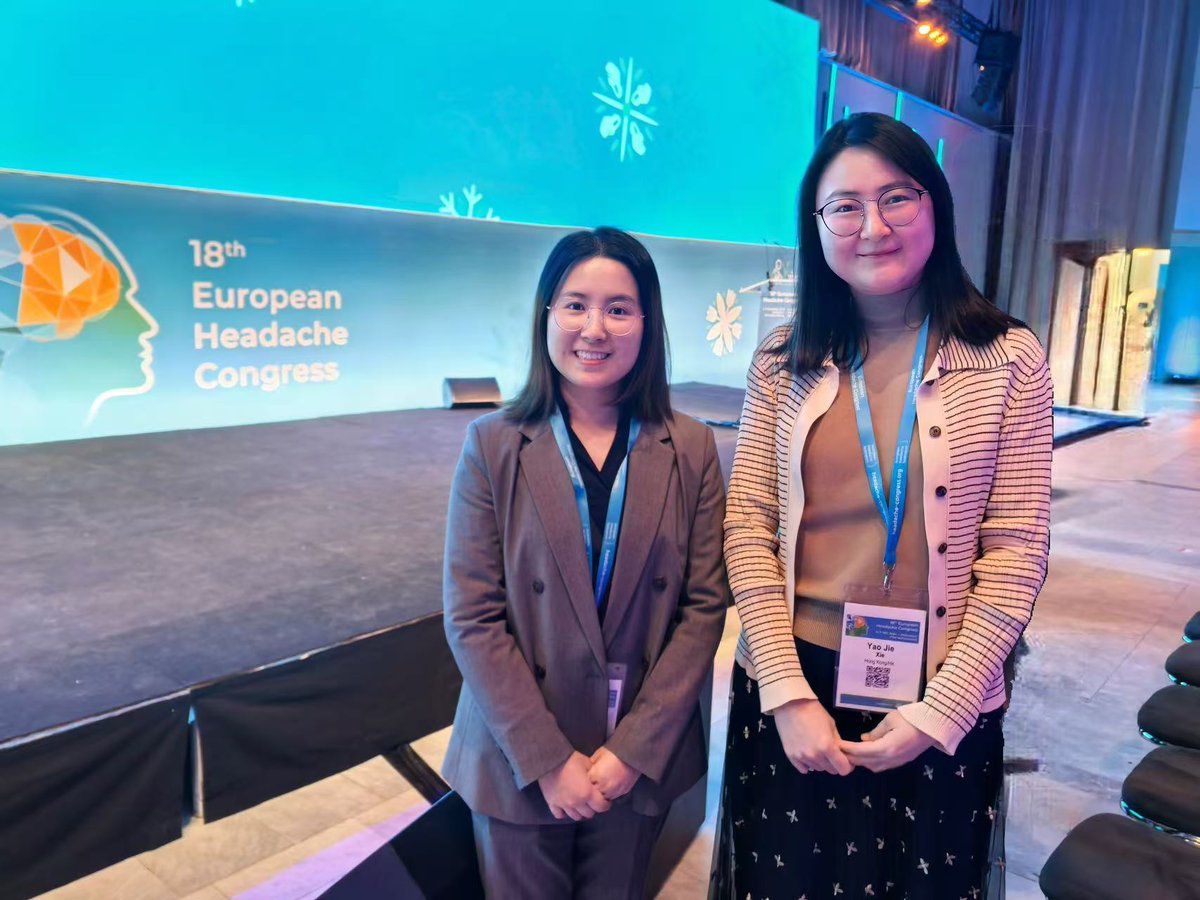 Grace_XYJ's tweet photo. Very happy to attend the #EHC2024 with my PhD student at Rotterdam! Many new insights into the AI-based technologies, potential new therapeutic targets and prophylaxis strategies on migraine and headache treatment and prevention! https://t.co/ifYbTADFEb