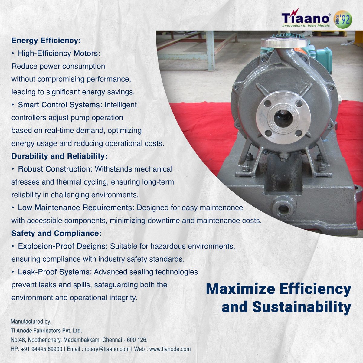 equipments_ti's tweet photo. Tiaano’s chemical process pumps deliver reliable performance, lower maintenance costs, and enhanced safety.

#Tiaano #ChemicalProcessPumps #CorrosionResistance #EngineeringExcellence https://t.co/zIjsqhRinw