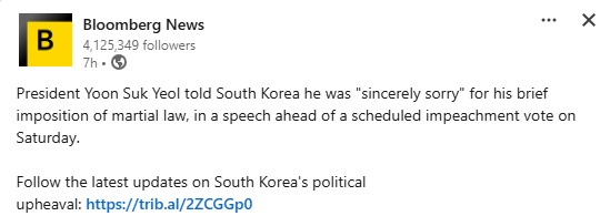 I am "sincerely sorry" for imposing martial law. Some people are shameless. #SouthKoreaCrisis