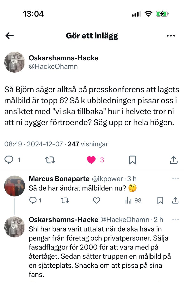 JohnnyBoijh's tweet photo. Frågade för ett par veckor sedan Alsenfelt om ”Återtåget” och målsättningen. Han mer eller mindre idiotförklarade mig.
”I minst 50 intervjuer har jag sagt att topp 6 är målsättningen. Du kan inte ha läst en enda tidning”
Tydligt att fler missat den sinnessjukt låga målsättningen. https://t.co/Wf3LG96rRj