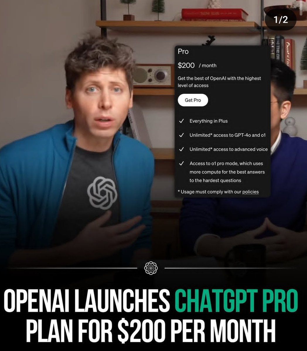 OPENAI LAUNCHES CHATGPT PRO PLAN FOR 200$ PER MONTH 
<a href="/ChatGPTapp/">ChatGPT</a> <a href="/chatgptaitalk/">ChatGPT and AI</a> <a href="/ChatGPTGoneWild/">ChatGPT</a>