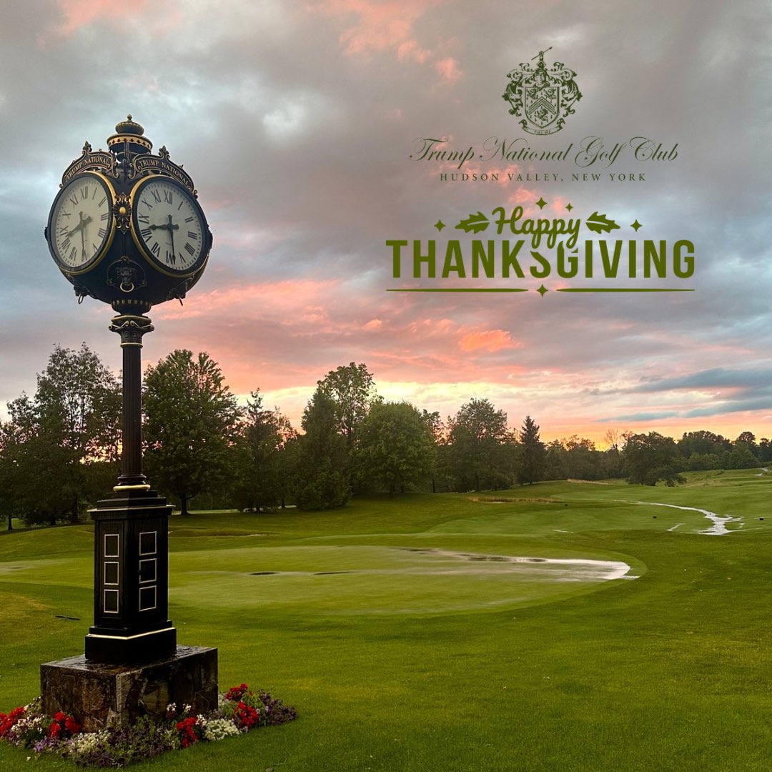 Happy Thanksgiving from all of us here at Trump National Hudson Valley! 🦃 We’re so grateful for each and every one of our members and staff who make this club so special. Wishing you a day filled with love, gratitude, and delicious food!  #trumpgolf #trumpnationalhudsonvalley