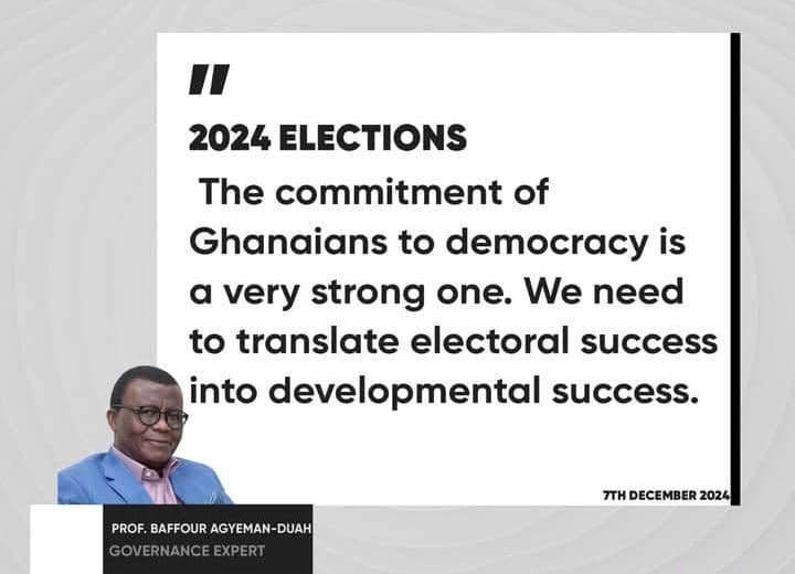 LightTvGh's tweet photo. Election 2024: The commitment of Ghanaians to democracy is a very strong one. We need to translate electoral success into developmental success - Prof Baffour Agyeman-Duah, Governance Expert.

#Election2024 #ElectionDay https://t.co/oxU0BzJKyK