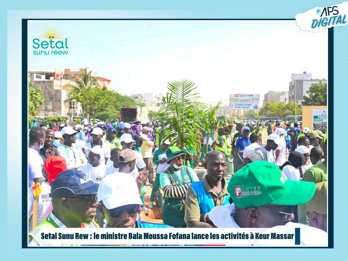 APS_Senegal's tweet photo. 🟢 Le ministre de l’Urbanisme, des Collectivités territoriales et de l’Aménagement du territoire, Balla Moussa Fofana a procédé samedi, au lancement de la journée nationale #Setal #Sunu #Reew à Keur Massar .
Populations, élus locaux , secteur privé et agents de la propreté, ont répondu à l’appel.