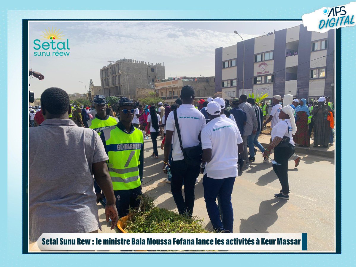 APS_Senegal's tweet photo. 🟢 Le ministre de l’Urbanisme, des Collectivités territoriales et de l’Aménagement du territoire, Balla Moussa Fofana a procédé samedi, au lancement de la journée nationale #Setal #Sunu #Reew à Keur Massar .
Populations, élus locaux , secteur privé et agents de la propreté, ont répondu à l’appel.