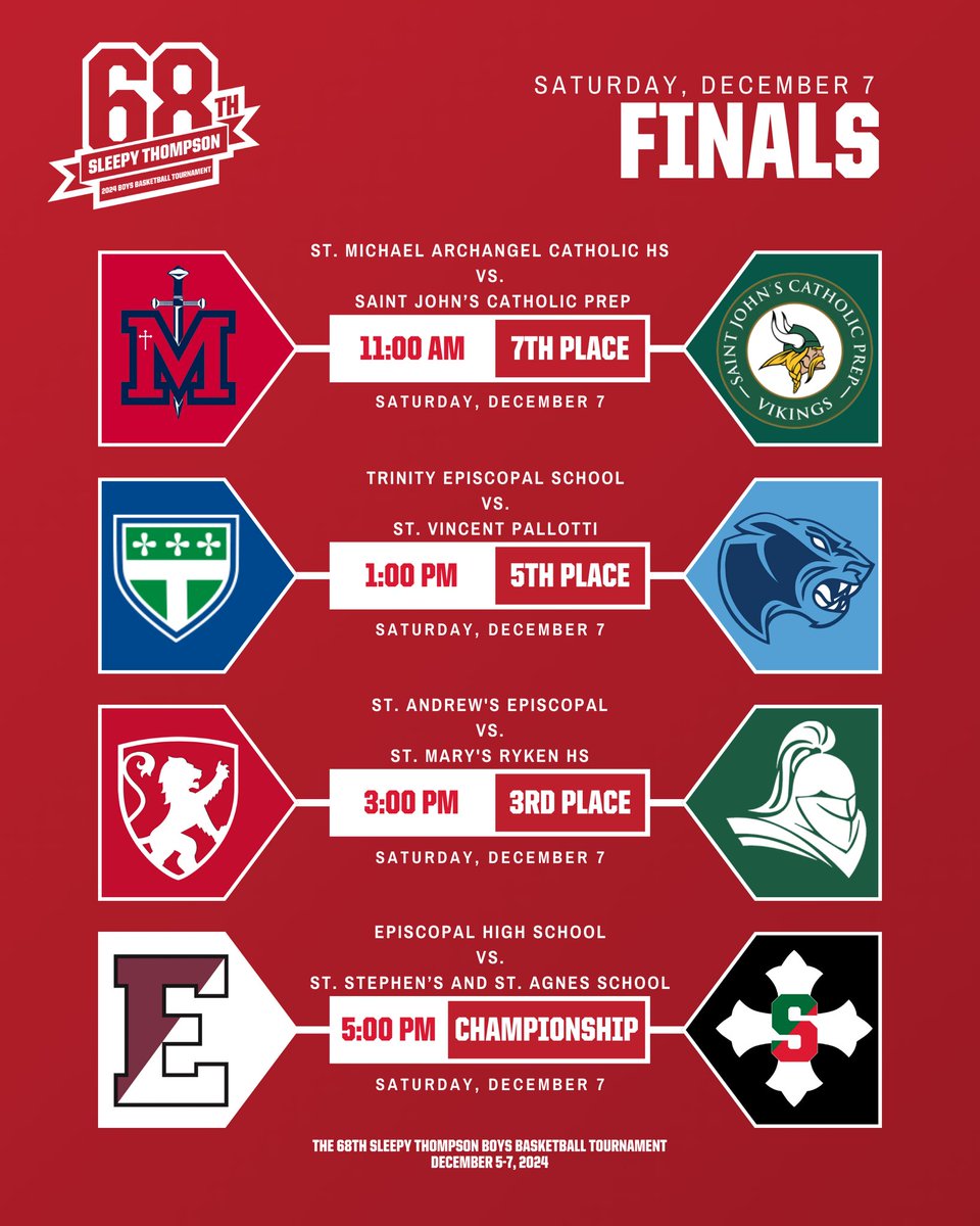 SSSAS_Athletics's tweet photo. It’s Day 3 of the 68th Sleepy Thompson Tournament. CHAMPIONSHIP DAY! The Saints take on the Maroon at 5:00pm!

#onesaint #sleepythompson #68thsleepy https://t.co/Dr8Nr8t7Nj