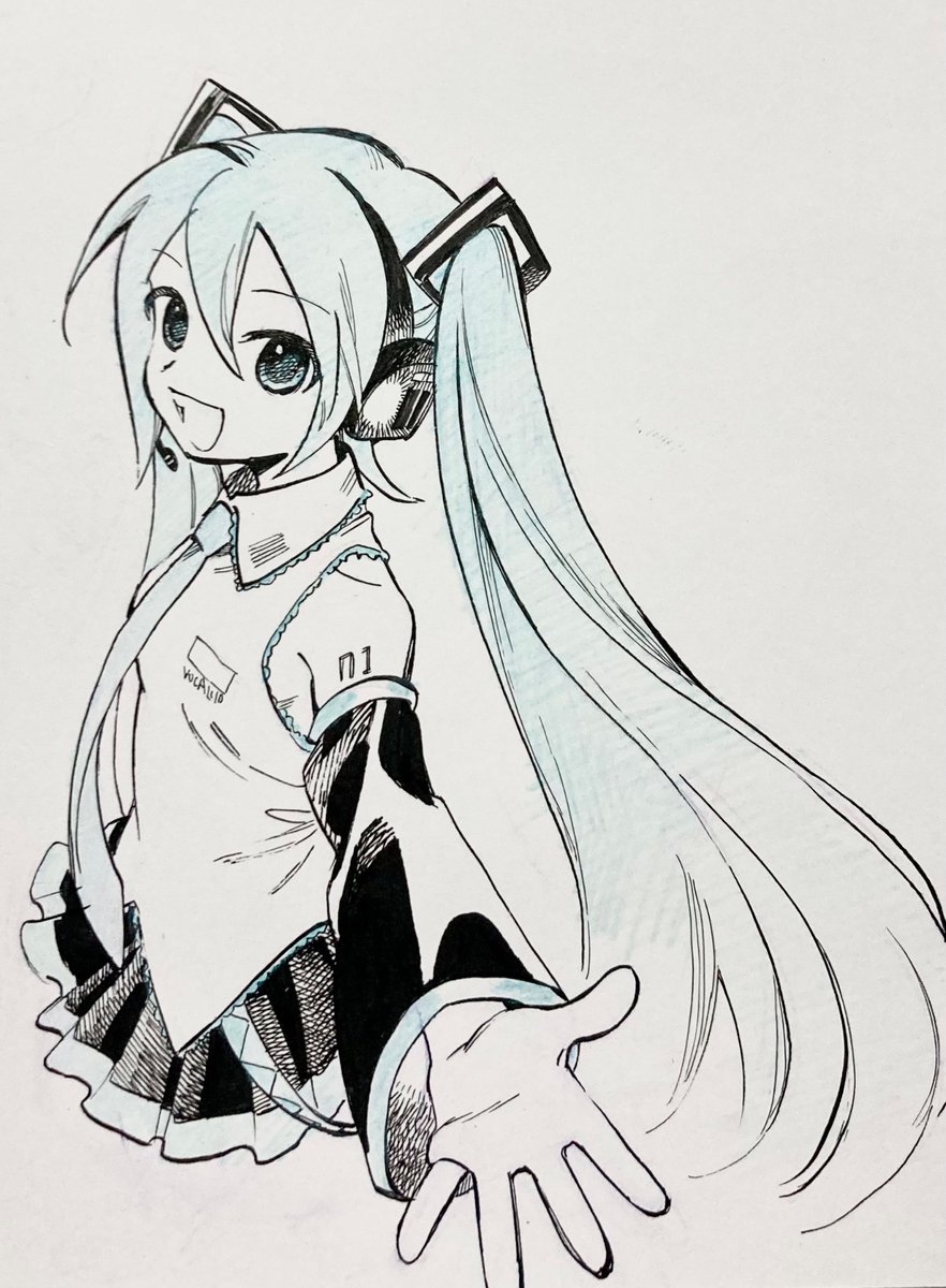 初音ミク「>初音ミク>ワンピースのウタちゃん 」|のびのイラスト