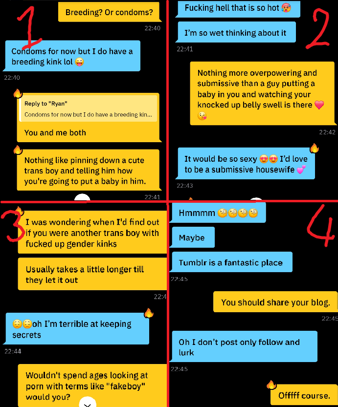 FakeboysFixed's tweet photo. Mission: Just one transboy in the world avoid having fucked up gender kinks.
Difficulty Level: Impossible.
(I wonder if that are going to see this)
#DetransKink #FtMtF #MisgenderingKink #MisgenderKink #FtMDetrans #FtMCumdump #FtMSub #DetransitionKink https://t.co/cSwthRkbOO