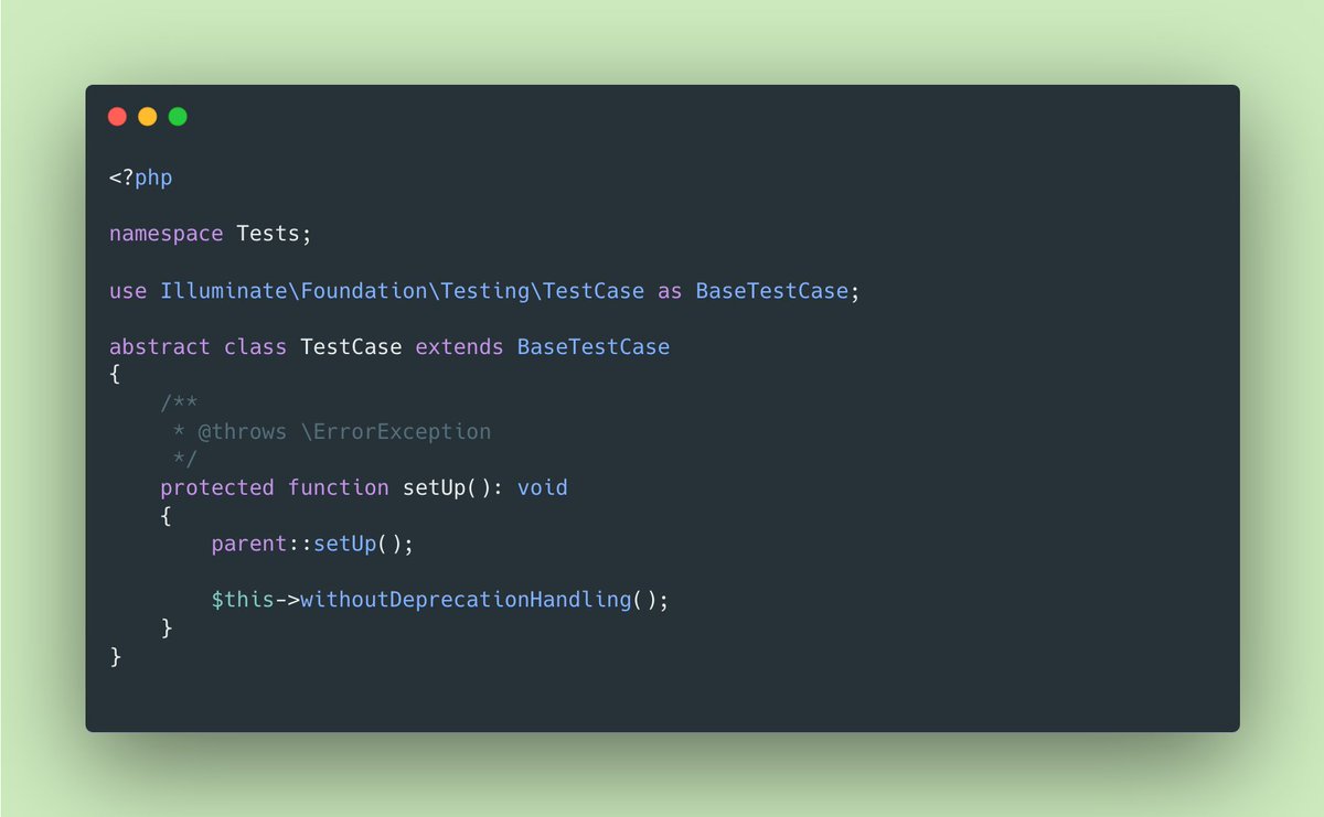 Pro tip for Laravel devs: Use withoutDeprecationHandling in your tests to catch and fix deprecations before they become issues.🚀 

#Laravel #PHP #Testing