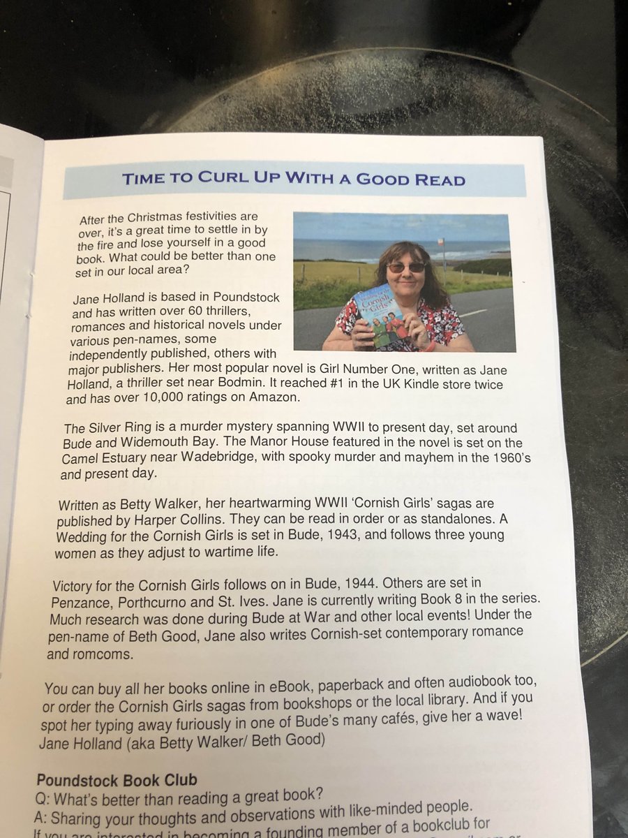 CornishGirls's tweet photo. Thrilled to have this piece on my books in our local newsletter, as so many of my books are set in our local area in North Cornwall incl. #Bude and #Widemouth - especially my lovely #CornishGirls WWII sagas, which are published by @AvonBooksUK! š https://t.co/WXnJGOhBaj