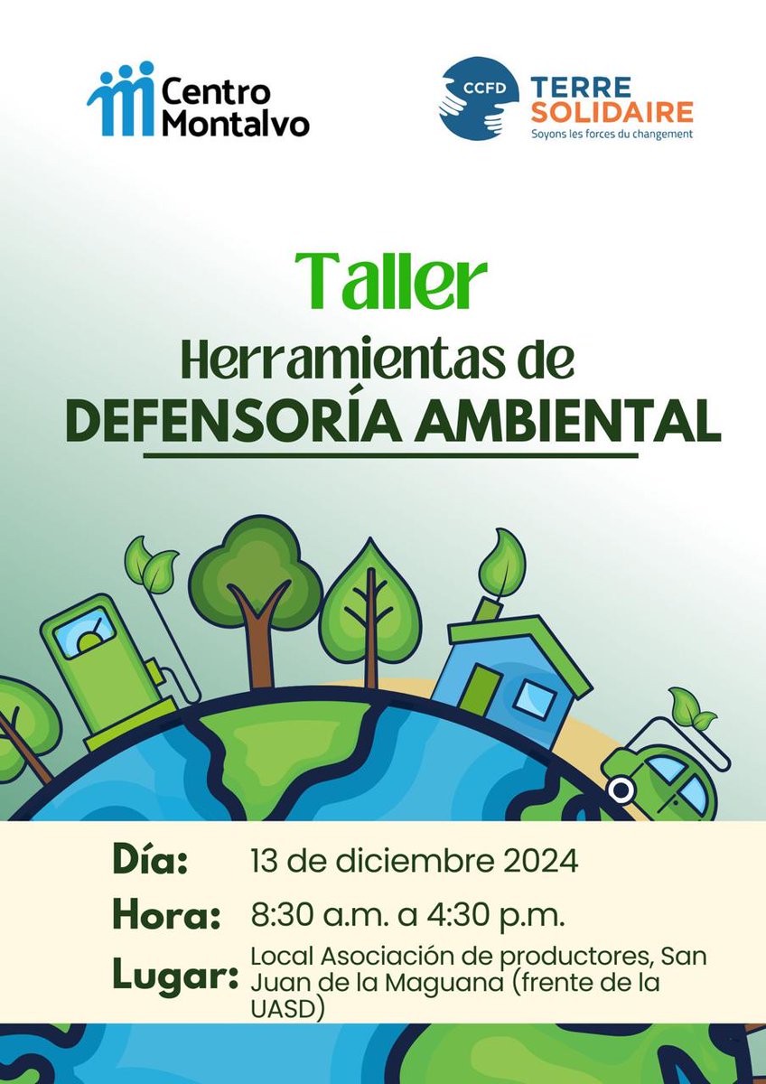 Invitamos a toda la <a href="/SanJuanprovinci/">San Juan RD</a> a participar de tan importante taller sobre herramientas de defensora ambiental, asoc de productores, viernes 13 de Diciembre 2024, frente al curó uasd. <a href="/nieves_rd/">Ricardo Nieves</a> <a href="/SuroUnidos/">SUROESTE UNIDOS POR EL AGUA Y LA VIDA</a> <a href="/LauraenSociedad/">Laura Merán</a> <a href="/RRomerotv/">Rey Romerotv</a> <a href="/JOSEABREUFER11/">JOSEABREUFER</a> <a href="/valeriorosario/">LASCALIENTESDELSUR</a>