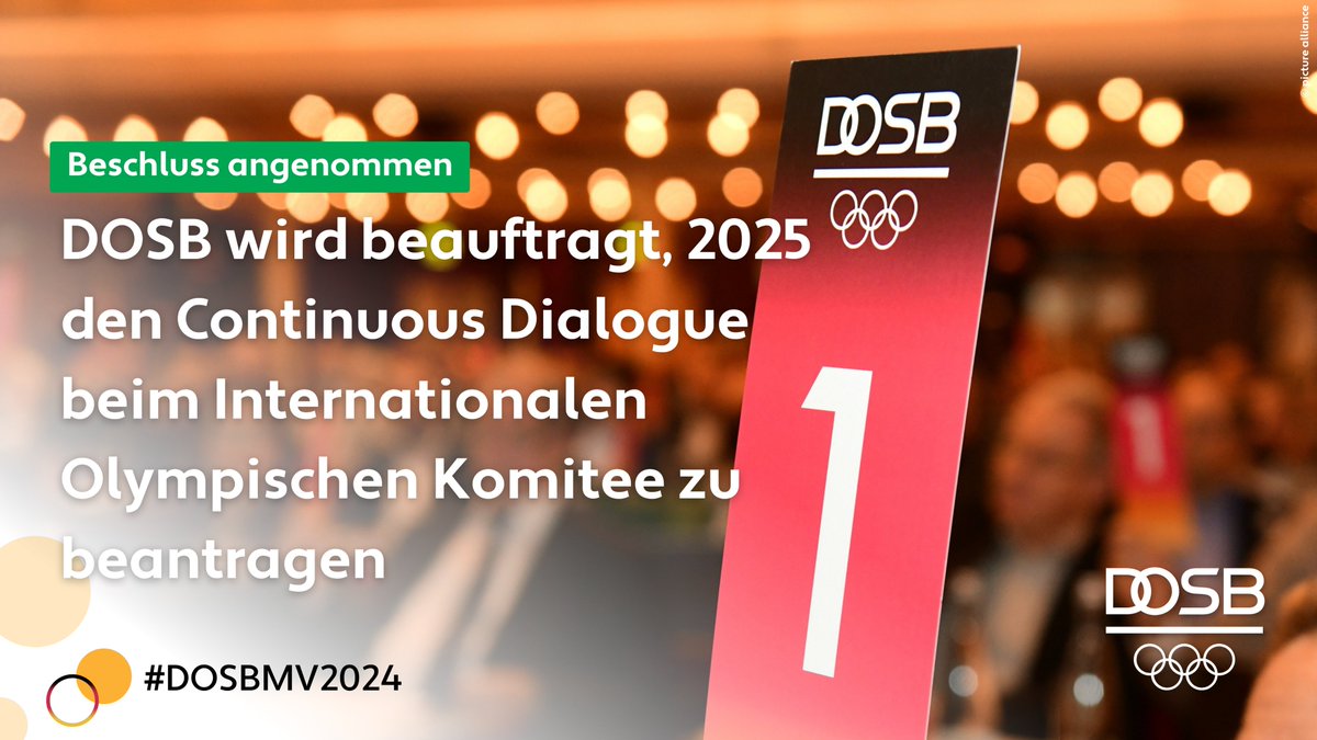 Boom Shakalaka, Doppel-Wumms, nennt es wie ihr wollt.

100% Zustimmung auf der #DOSBMV2024 für den weiteren Weg im Bewerbungsprozess um Olympische und Paralympische Spiele in unserem Land.

Let's goooo 💥 2025 wird ein gutes Jahr.