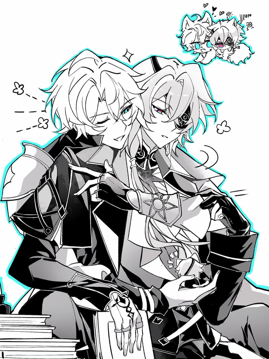 🐶💓🐱
非常好狗猫塑，使我画笔旋转。背后抱可以抱得紧紧的🤤多抱爱看
#Anaxa
＃Phainon
#phainaxa