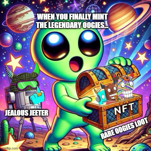 DarrenTeyGT's tweet photo. Some call it luck; we call it vision! 
Oogies to the moon! 🌠💎 
Even the aliens are collecting Oogies... What's your excuse? 👽🍌 @OOGIES_ 
#OogiesTime #HODL #NFTGold https://t.co/LRMfcscbt4