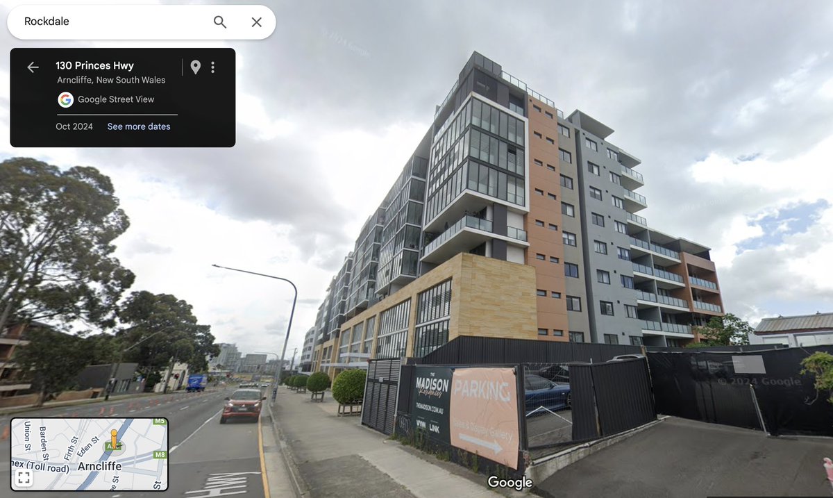 m_flitcroft's tweet photo. @mark_ledwich @JosephNWalker Almost any apartments in/around Rockdale (NSW), like below. The neon orange, lime green, and other bright colour accents are particularly ugly. I suspect there's something in the planning code that encourages it because who would freely choose that palette. https://t.co/3Ia80hjLPq