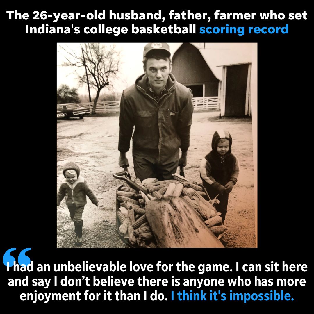IndyStarSports's tweet photo. "In between doing chores, dragging feed and working with cattle, I would shoot on the side of the barn," Platt said. His mom would have to drag him in for supper. His dad would have to drag him to go to bed. It paid off in a big way. From the archives: https://t.co/DX3EPv7ZAL https://t.co/y0QKdcp2rC
