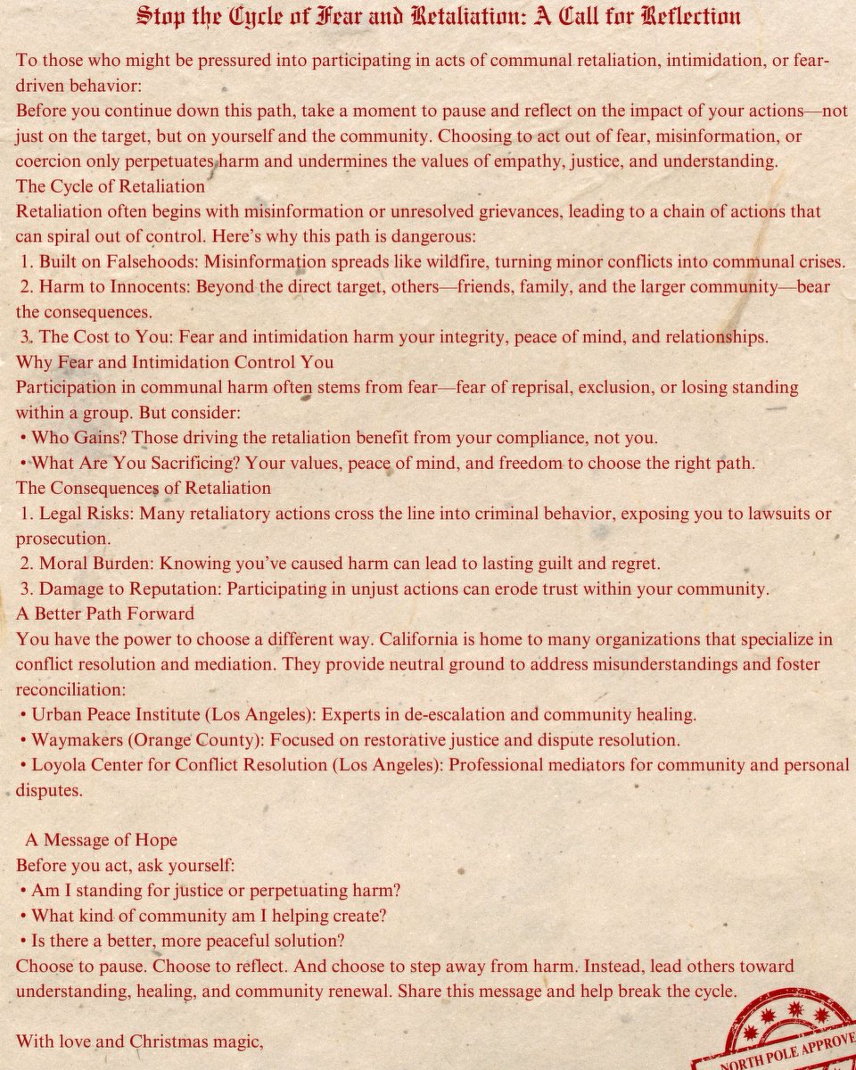 DobrovicMassimo's tweet photo. Read this letter (attached) for a message of hope and resources that can help foster peace and reconciliation. Together, we can stop the harm.
#EndRetaliation #ChoosePeace #StopTheCycle #Reconciliation #ConflictResolution https://t.co/60aTWzuHU2