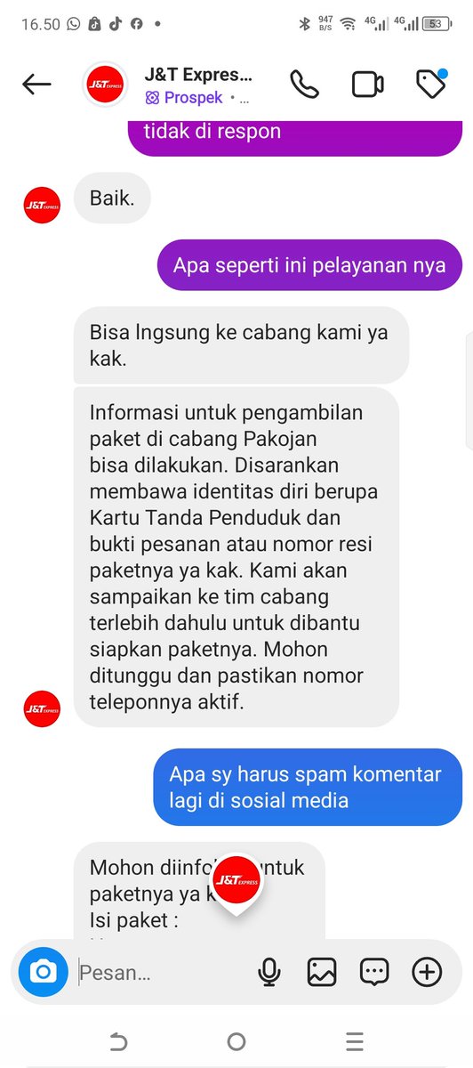johny_aja's tweet photo. @jntexpressid JX3126835181
Sekarang jnt ga di kirim dirumah ya min malah suruh datang ke cabang untuk ambil paket.... Baru tau klo seperti ini.... Terbaik lah jnt https://t.co/UUjGSY7ddj