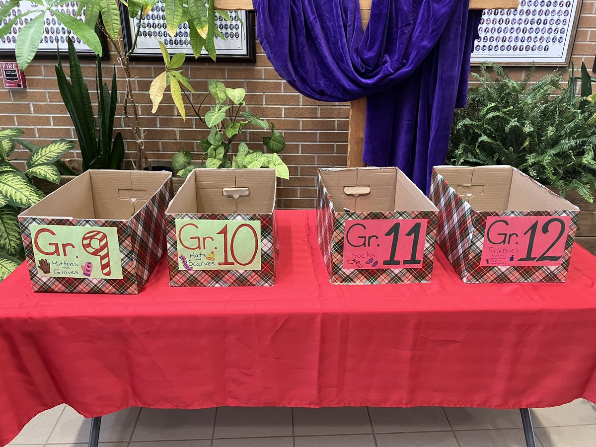 Thank you to all our students for their contributions to Hope for the Holidays. Next up is our drive for socks, mittens, gloves, toiletries, etc. This will all go to people in Guelph. #thecelticsway