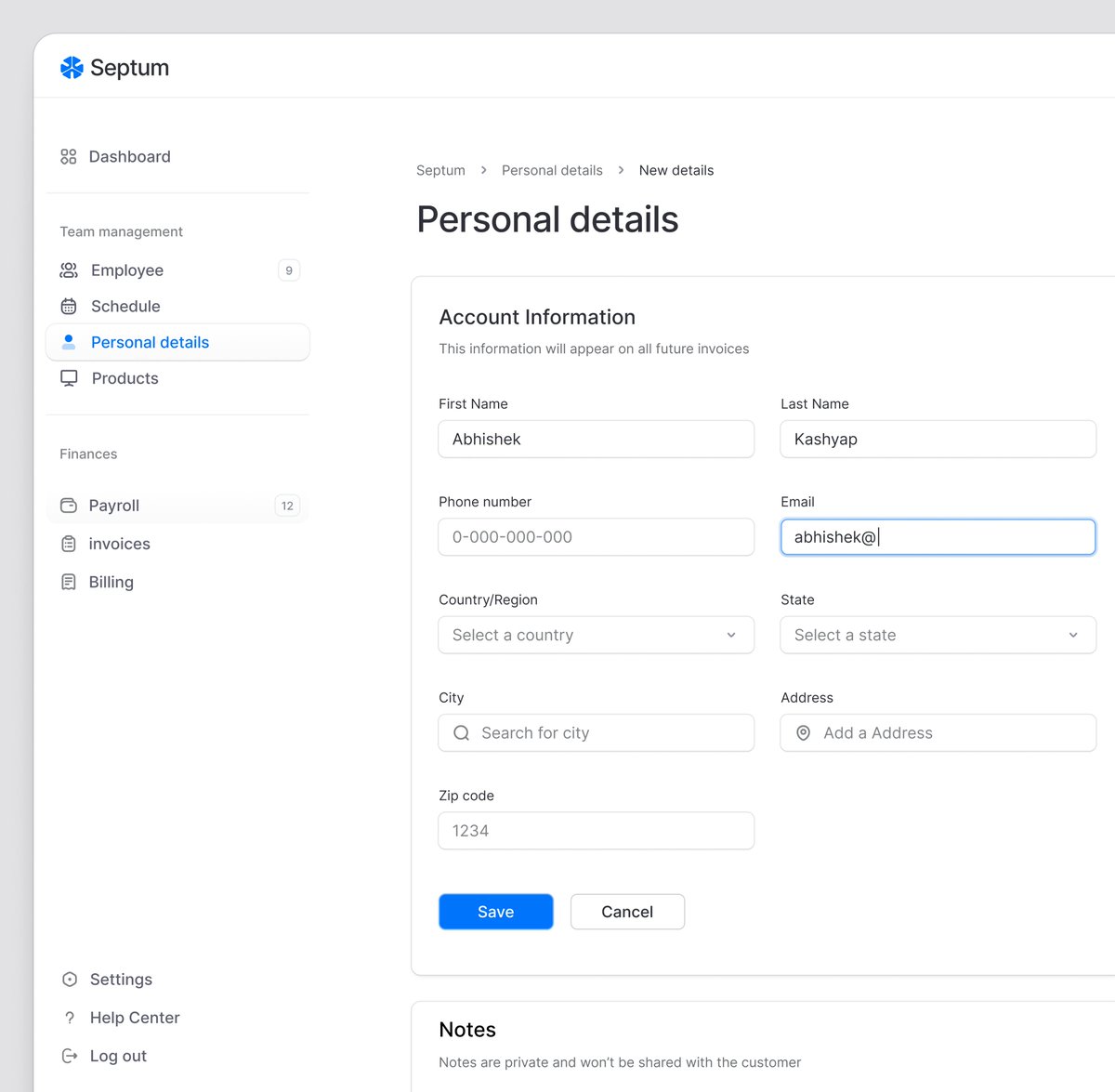 Employee Personal Details 🪄