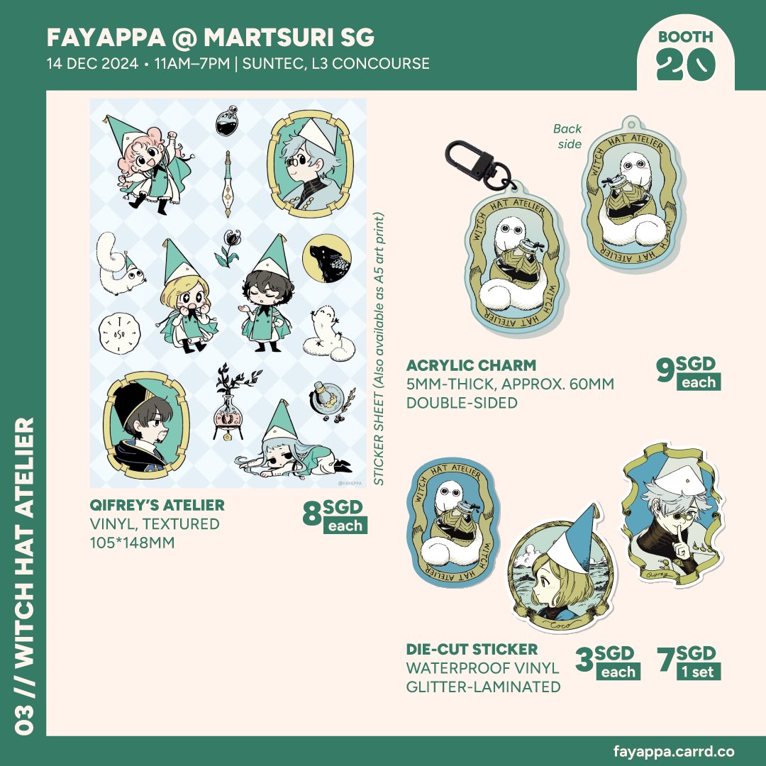 fayappa's tweet photo. [RT 🩵]
I’ll be at @mARTsuri_SG next week, here’s my catalogue for now. Some items are limited so feel free to reserve in advance by DM or email. See you there!

(1/3) #martsurisg2024 #martsuricatalogue https://t.co/uJZmbiJWn8