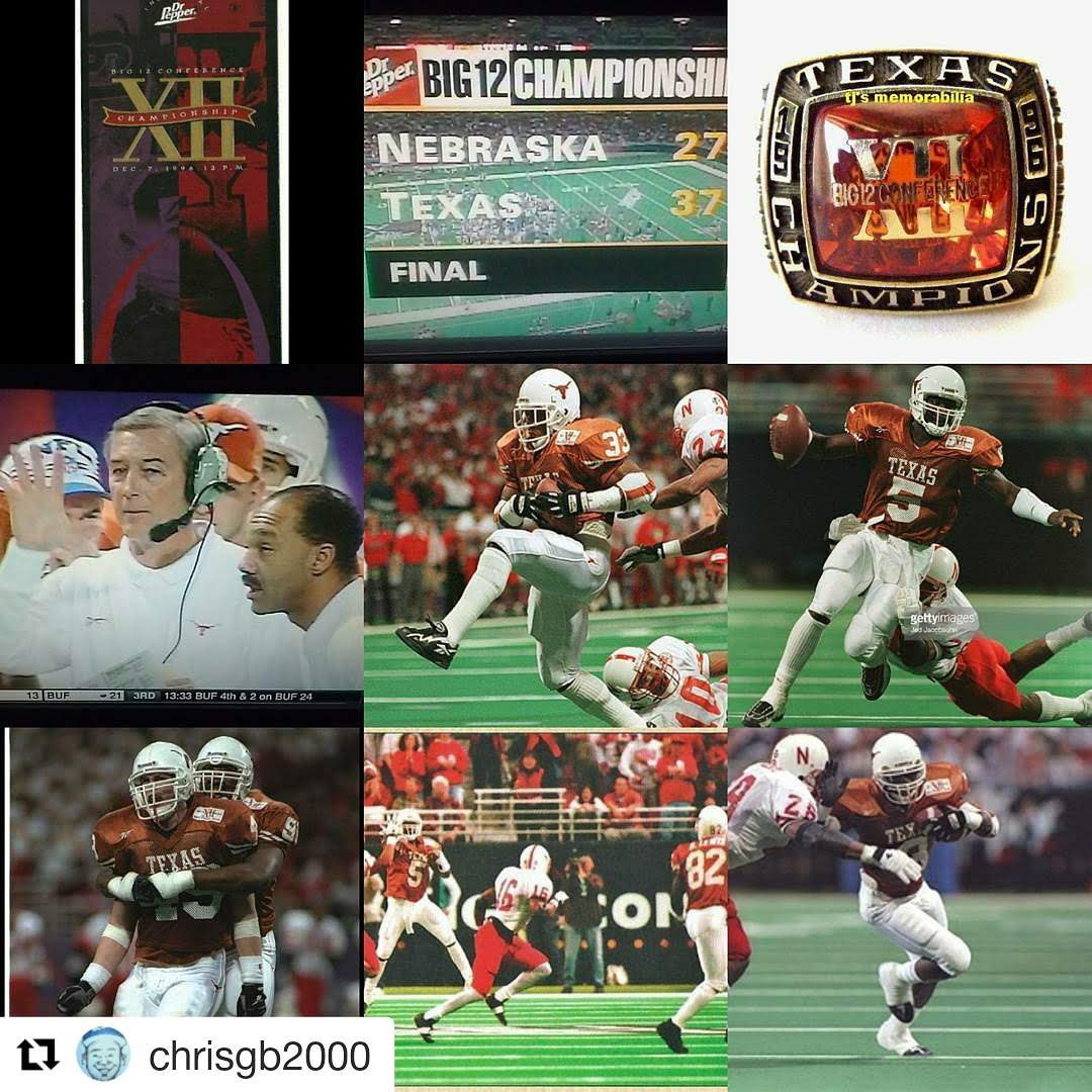 chrisgb002000's tweet photo. 28yrs ago today @TexasFootball beat 2 time defending national champion #Nebraska to win the inaugural #Big12championship game! #RollLeft #HookEm π€π» https://t.co/6tyAVEQO3S