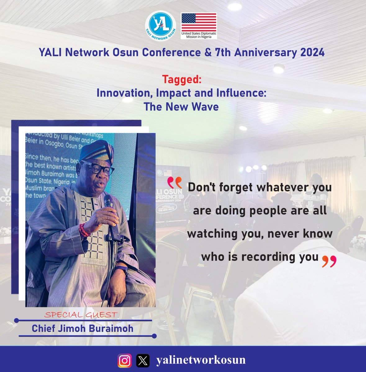 YALINetworkOsun's tweet photo. Meet Chief Jimoh Buraimoh who graced us with his presence at the YALI Osun Conference 2.0 and her 7th anniversary.
#yalinetworkosun #yaliosunconference #yaliosun @InsideOsogbo https://t.co/FsjmbfEKfE