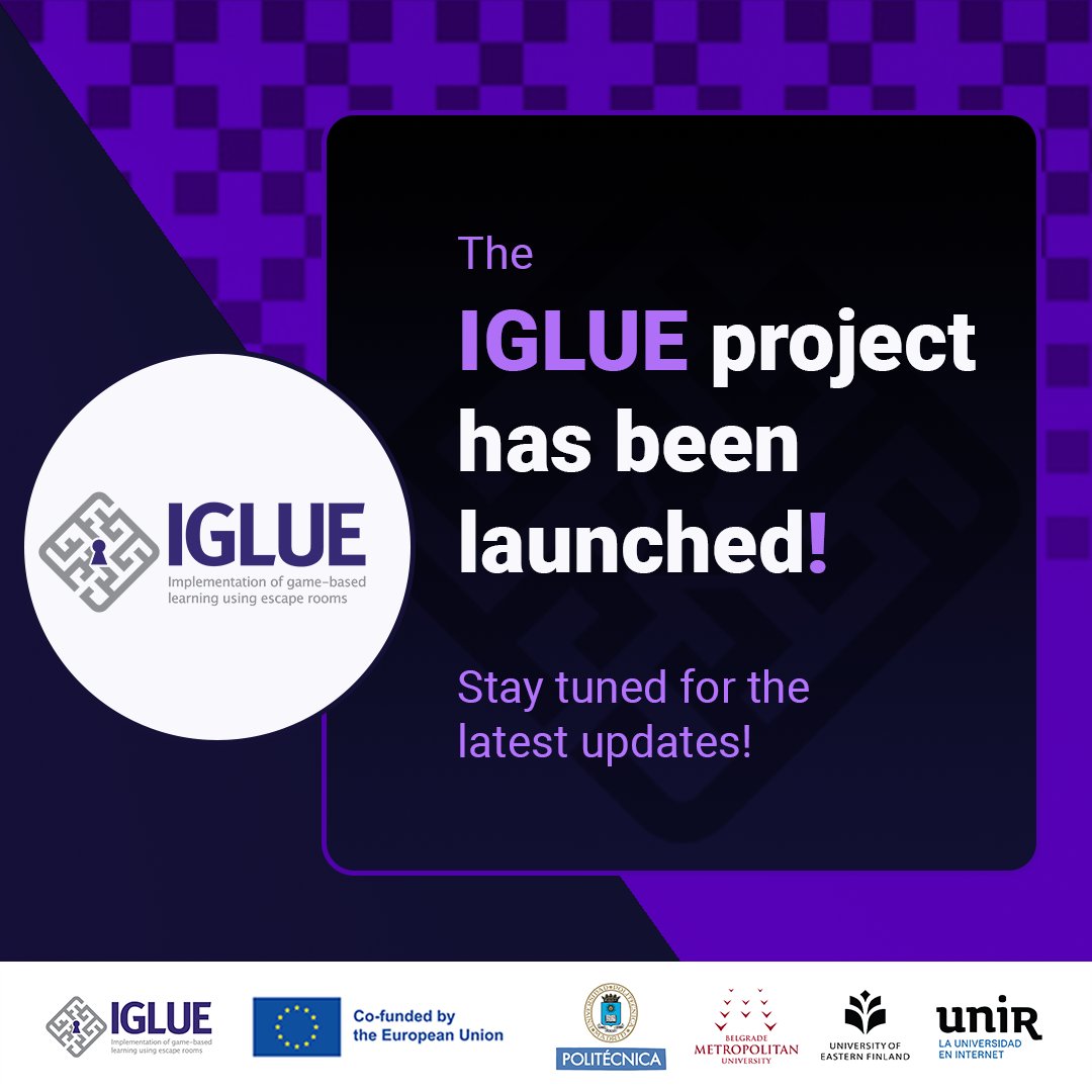 We’re thrilled to announce the launch of #IGLUE project, Implementation of #game_based learning using escape rooms!  

 Our Exceptional Partners:
- upm.es
- metropolitan.ac.rs
- <a href="/UniEastFinland/">University of Eastern Finland</a> 
- <a href="/UNIRuniversidad/">Universidad Internacional de La Rioja (UNIR)</a> 

For more check : linkedin.com/posts/iglue-pr…