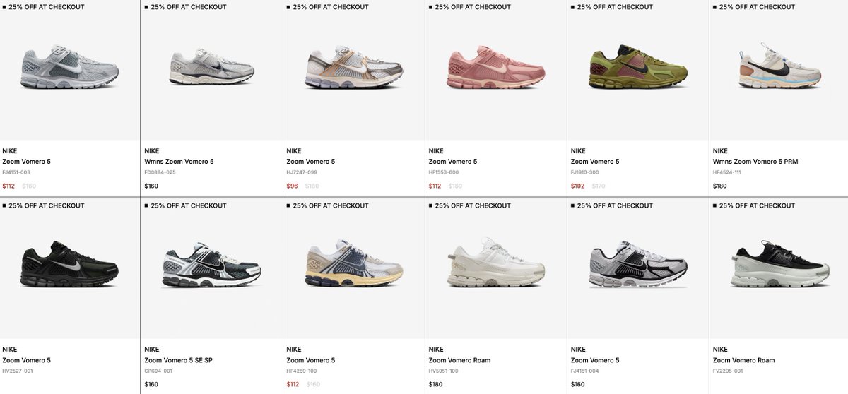 SOLELINKS's tweet photo. Ad: Extra 25% off Select Nike Zoom Vomero 5 Styles starting at $72 + shipping, discount applied in cart

SHOP => https://t.co/vAMX84FGMd https://t.co/gnWu2lIETO