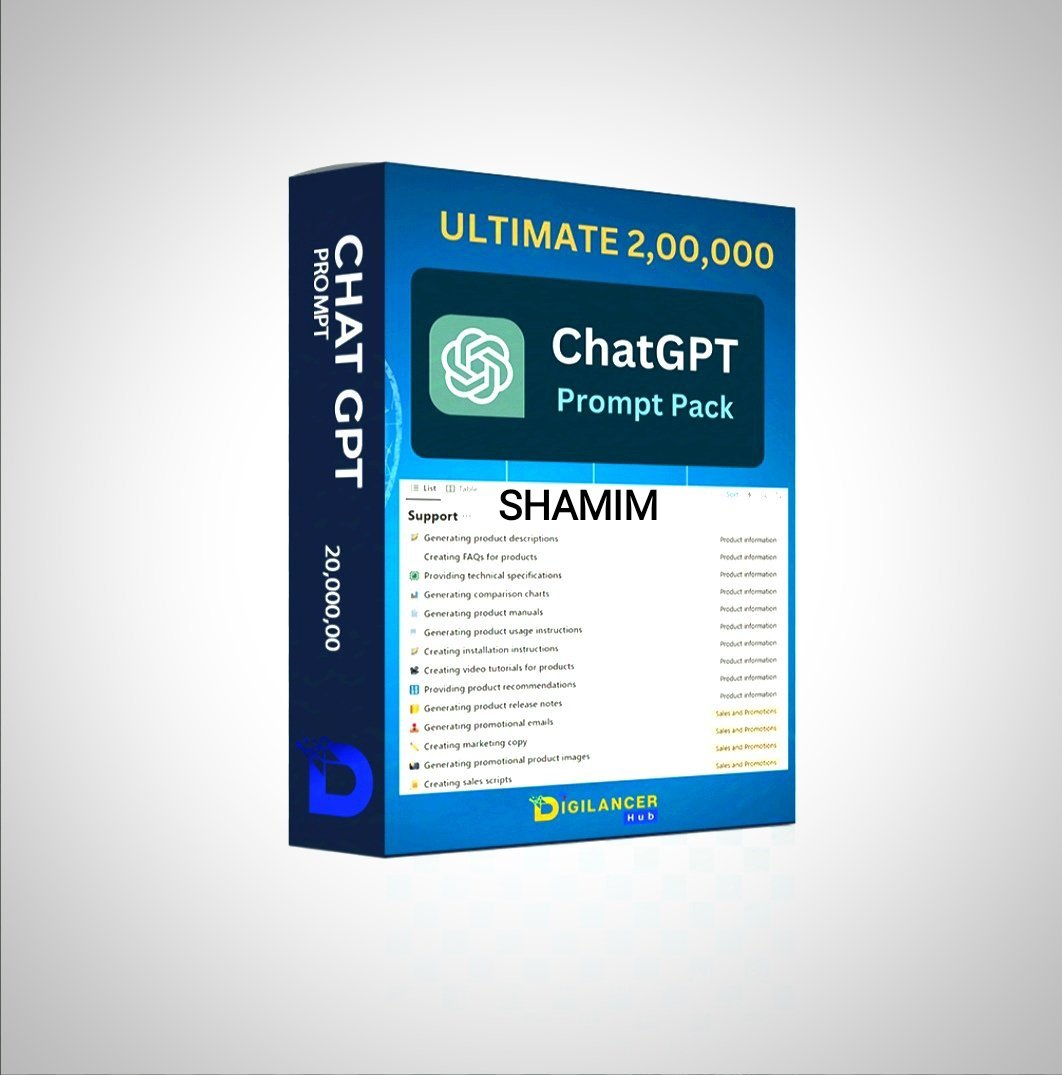 shamimai1's tweet image. AI experts earn $300k-$435k yearly.

I built &quot;200,000+ GPT-4 Prompts&quot; for you!

What’s inside:

20+ Chapters

2000+ AI Prompts

2000+ AI Tools

FREE for 24 hours!

To get it:

1. Like

2. Reply &quot;GPT&quot;

3. Follow me (@shamimai1) so I can DM you!

#ChatGPT