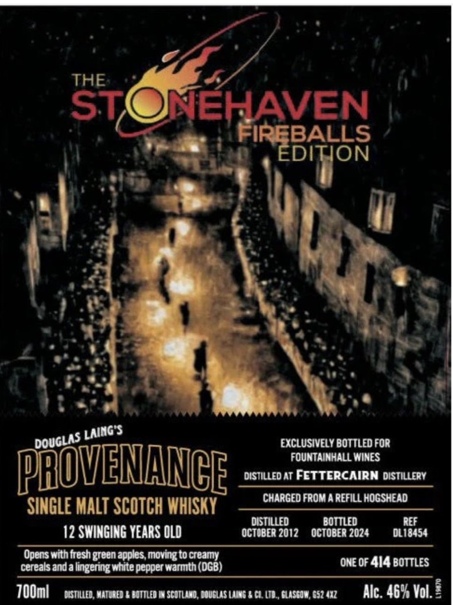 eunson_garry's tweet photo. The ultimate New Year’s bottle?
The Stonehaven Fireballs edition: Single Cask Fettercairn 12 Year Old-46ABV ☄️from @DLaingWhisky
Only 414 bottles-I bought two, one for my dads Christmas present and one to make my year #FirstFoot
Exclusively available from @fhwines £59.99🥃 https://t.co/IpRtddMypX
