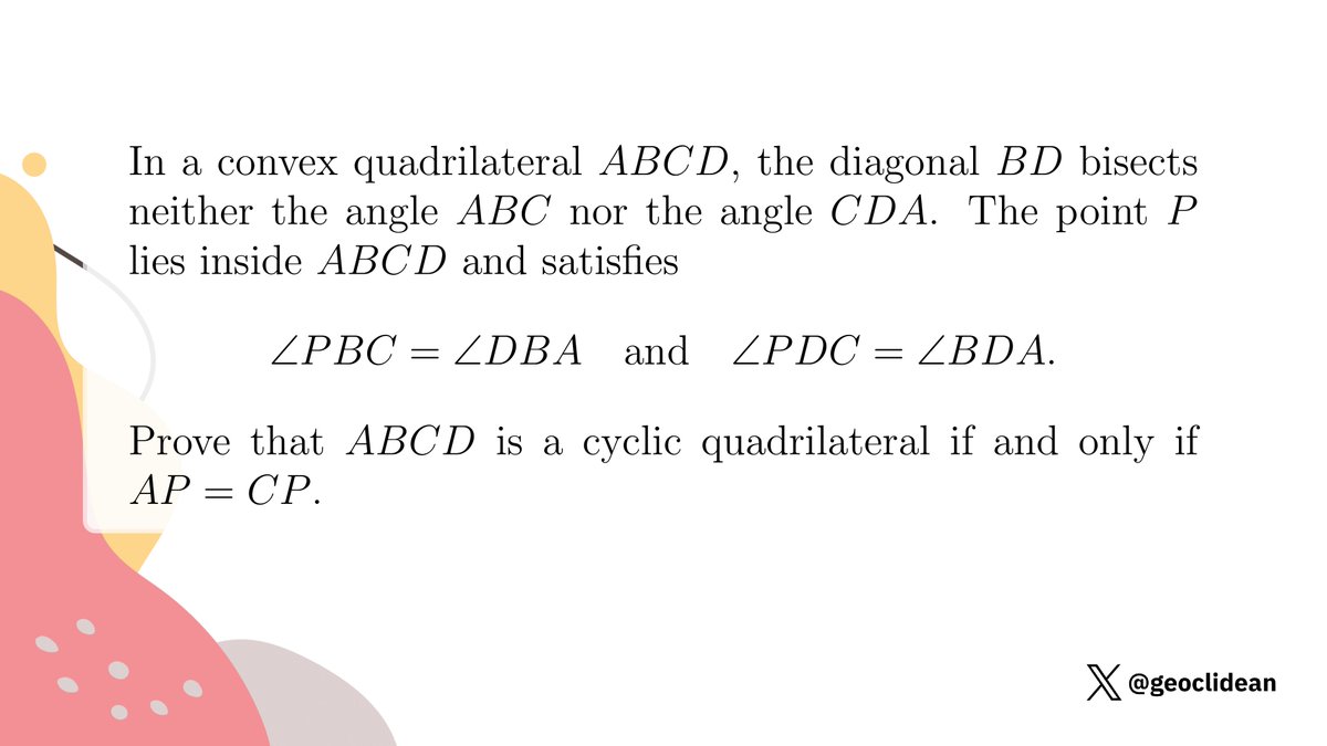 geoclidean's tweet photo. Problem 5 (Second Day)
#Geometry #IMO2004 #WaldemarPompe #IsogonalConjugate #IMO #AngleChasing #EasierP5 https://t.co/EEGqYfI0qB