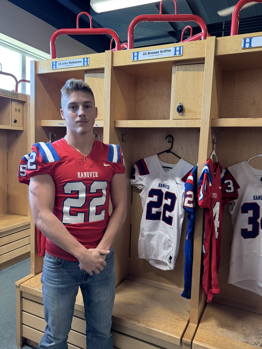 BrenanGriffin's tweet photo. #AGTG After a great visit and conversation with @MTHEO12, I am blessed to receive my 3rd offer from @HanoverFTBL!! https://t.co/UWL59Tz6HU