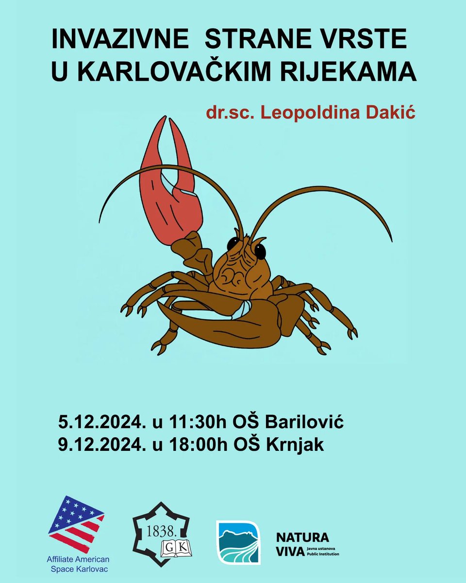 os_barilovic's tweet photo. Gradska knjižnica "Ivan Goran Kovačić" Karlovac i Javna ustanova "Natura viva" organizirali su predavanje koje je održala dr. sc. Leopoldina Dakić. Djeca su imala priliku saznati više o signalnim rakovima, ali ih također uživo vidjeti i dodirnuti. 
#osbarilovicacc https://t.co/rapuxmmOvj