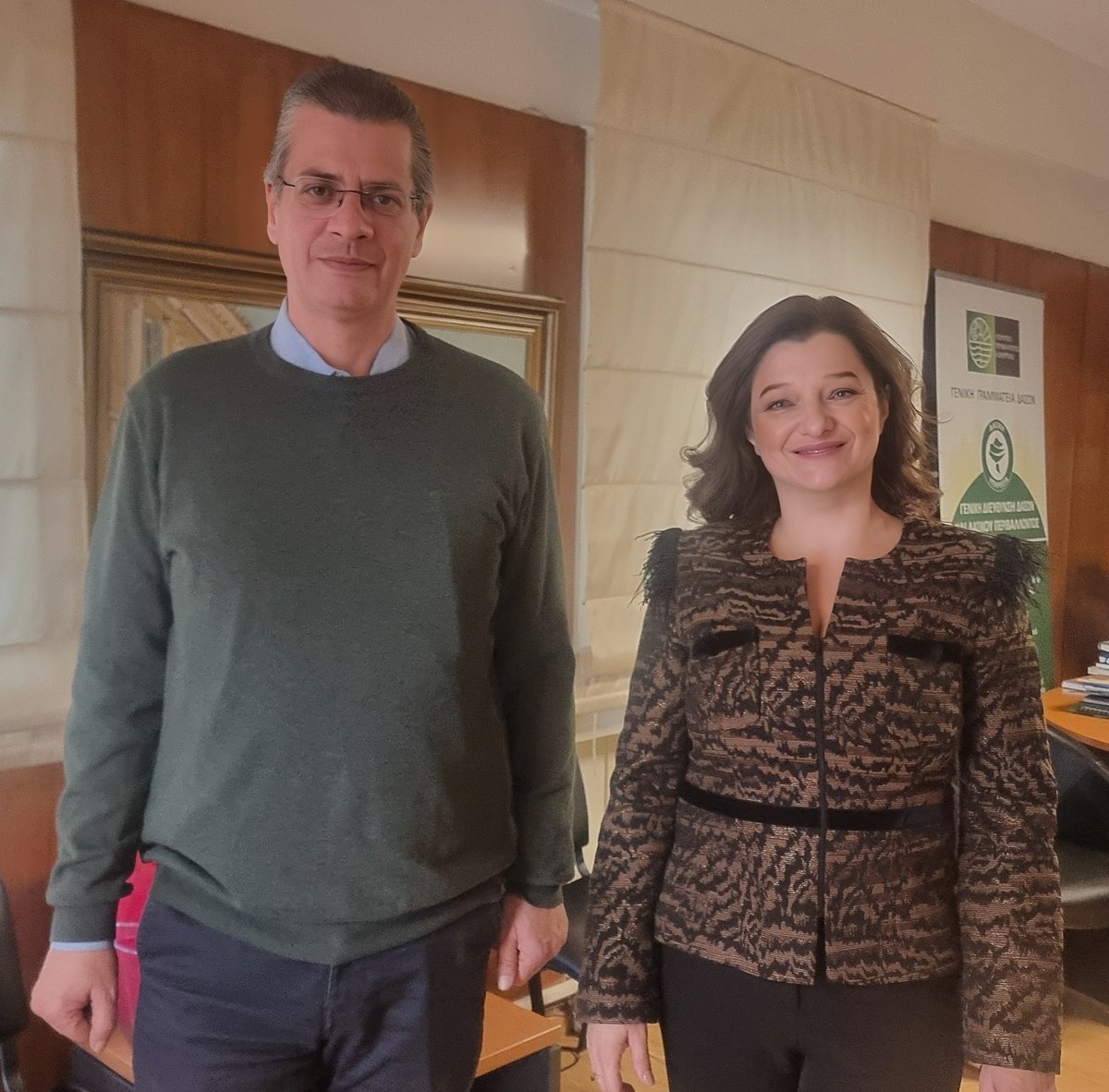 Συνάντηση εργασίας με τον Γ Γ Δασών του <a href="/YpenGr/">Υπουργείο Περιβάλλοντος και Ενέργειας</a> , κ. Στάθη Σταθόπουλο <a href="/skstathopoulos/">Στάθης Σταθόπουλος</a> .
Απασχόλησαν:
*Antinero IV, 
*Περιβαλλοντικά έργα στη Δαδιά,
*Θέματα περιβάλλοντος στην Ηλεία.

Περισσότερα: avgerinopoulou.gr/2024/12/07/syn…