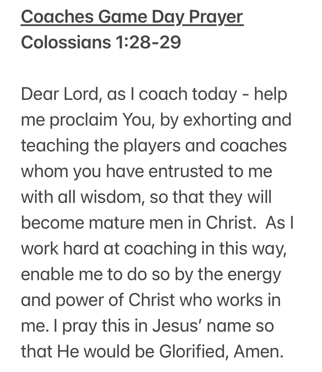 FCA Football Coaches Game Day Prayer for those coaching on this Fall Football Saturday.