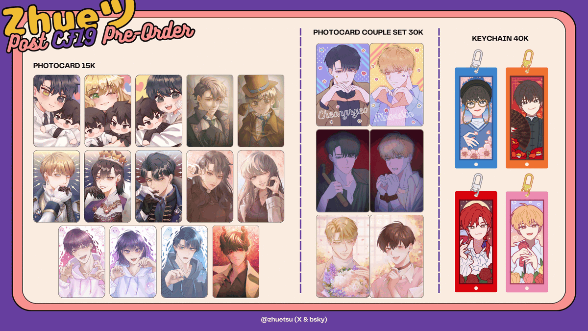zhuetsu's tweet photo. Last Preorder for some items, especially the old ones. If there's any leftover stock, I will only put it on my 🍊

⭐️ ORV, My S-Class Hunters, LCF, DMJ/Debut or Die

#CF19Catalogue #postCF19 https://t.co/8yK209ht6x