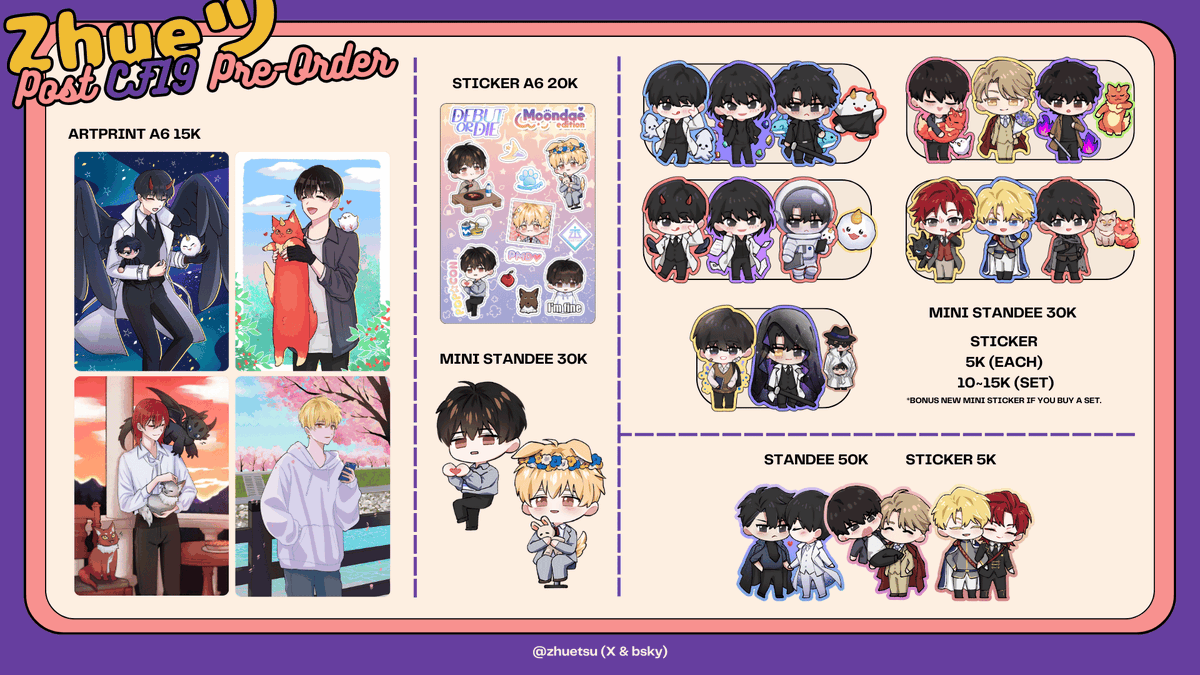 zhuetsu's tweet photo. Last Preorder for some items, especially the old ones. If there's any leftover stock, I will only put it on my 🍊

⭐️ ORV, My S-Class Hunters, LCF, DMJ/Debut or Die

#CF19Catalogue #postCF19 https://t.co/8yK209ht6x