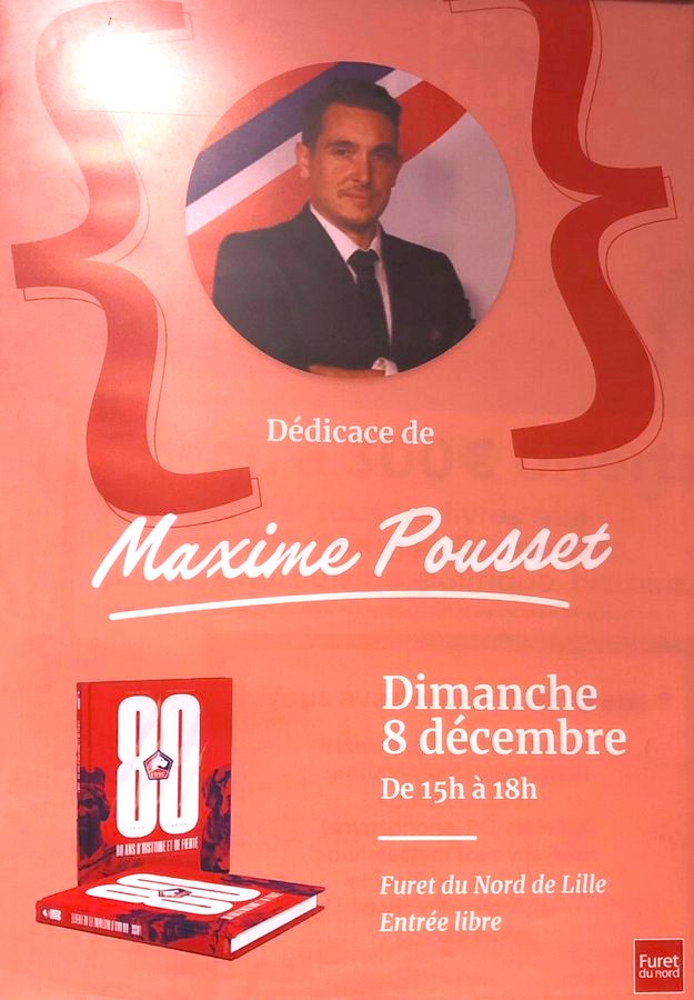 🆕  MAXIME POUSSET sera présent ce dimanche 8 décembre au Furet du Nord de Lille (entre 15h et 18h) pour dédicacer son très beau livre : "LOSC, 80 ans d'histoire et de fierté !"  🖍️📕

#Losc #Lille <a href="/MaxPouss/">Max Pouss</a>